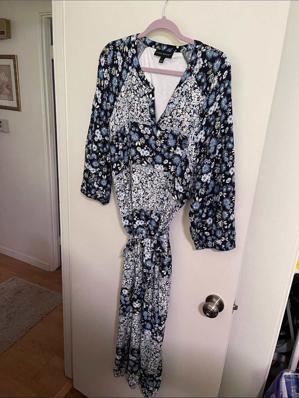 Lane Bryant Navy, Light Blue & White Floral Maxi Dress